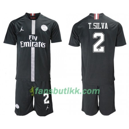 Fotballdrakt Paris Saint Germain T.Silva 2 Jodan Svart Barn Tredjetrøye 2018-2019 Kortermet